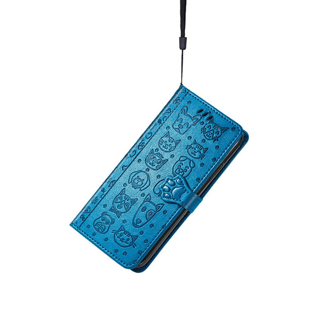 For Xiaomi Poco M8 Pro 5G / Redmi Note 15 Pro+ 5G (Global) Case Flip Wallet Leather Phone Cover with Cute Cat Dog Pattern - Blue