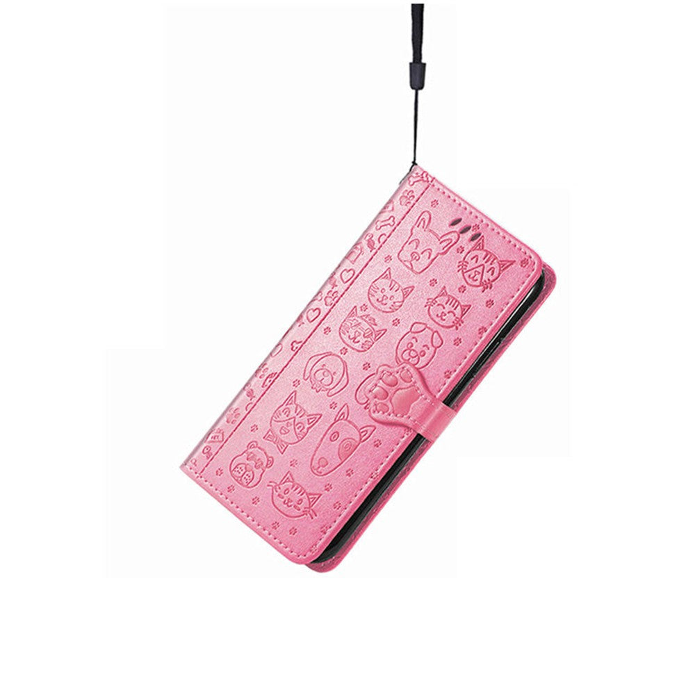 For Xiaomi Poco M8 Pro 5G / Redmi Note 15 Pro+ 5G (Global) Case Flip Wallet Leather Phone Cover with Cute Cat Dog Pattern - Pink