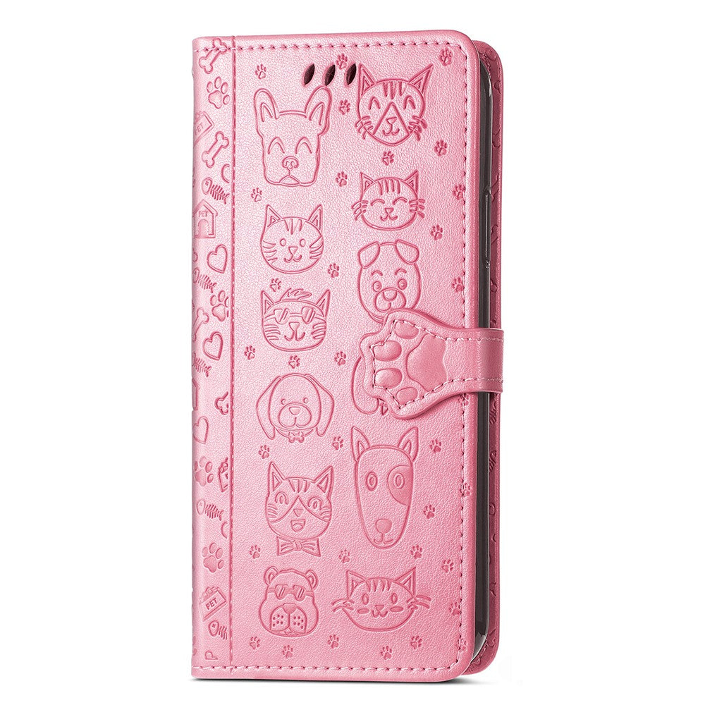 For Xiaomi Poco M8 Pro 5G / Redmi Note 15 Pro+ 5G (Global) Case Flip Wallet Leather Phone Cover with Cute Cat Dog Pattern - Pink