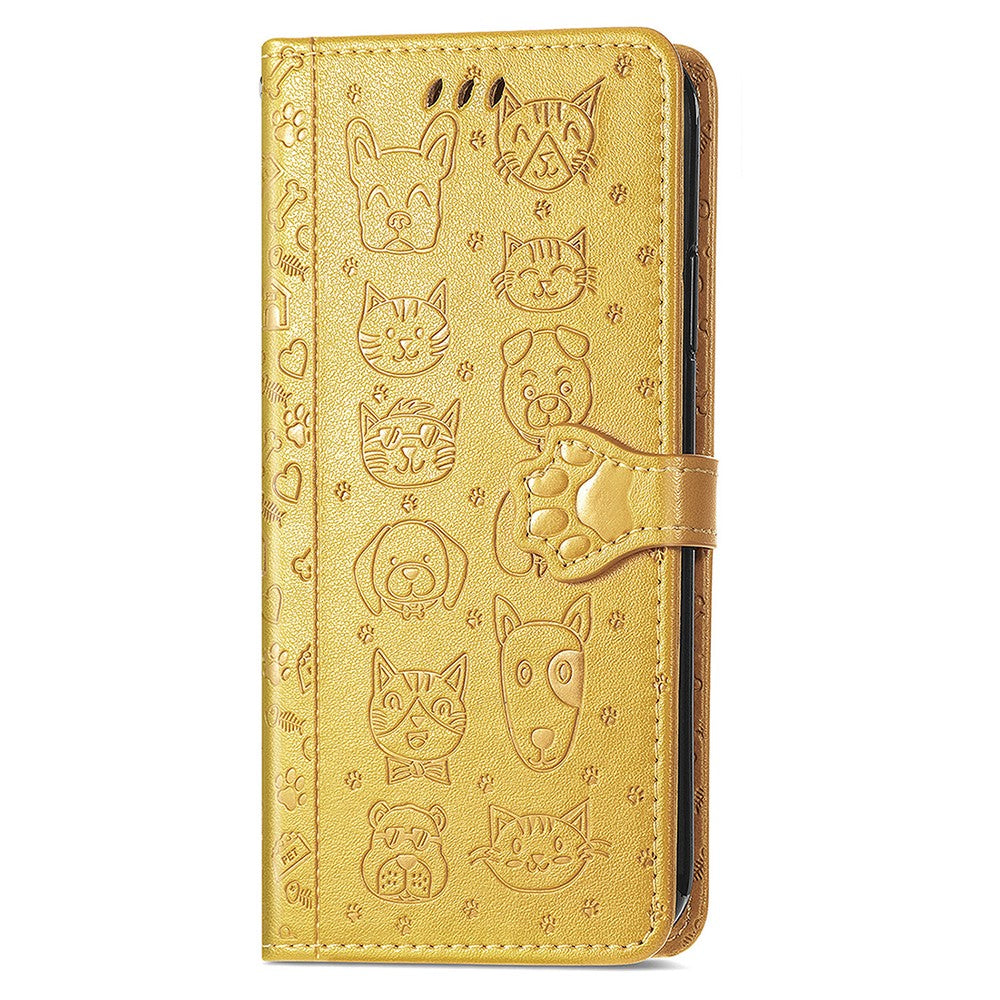 For Xiaomi Poco M8 Pro 5G / Redmi Note 15 Pro+ 5G (Global) Case Flip Wallet Leather Phone Cover with Cute Cat Dog Pattern - Yellow