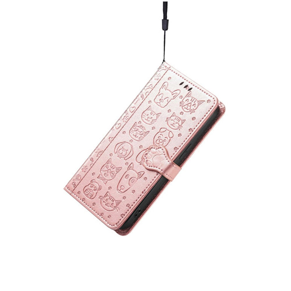 For Xiaomi Poco M8 Pro 5G / Redmi Note 15 Pro+ 5G (Global) Case Flip Wallet Leather Phone Cover with Cute Cat Dog Pattern - Rose Gold