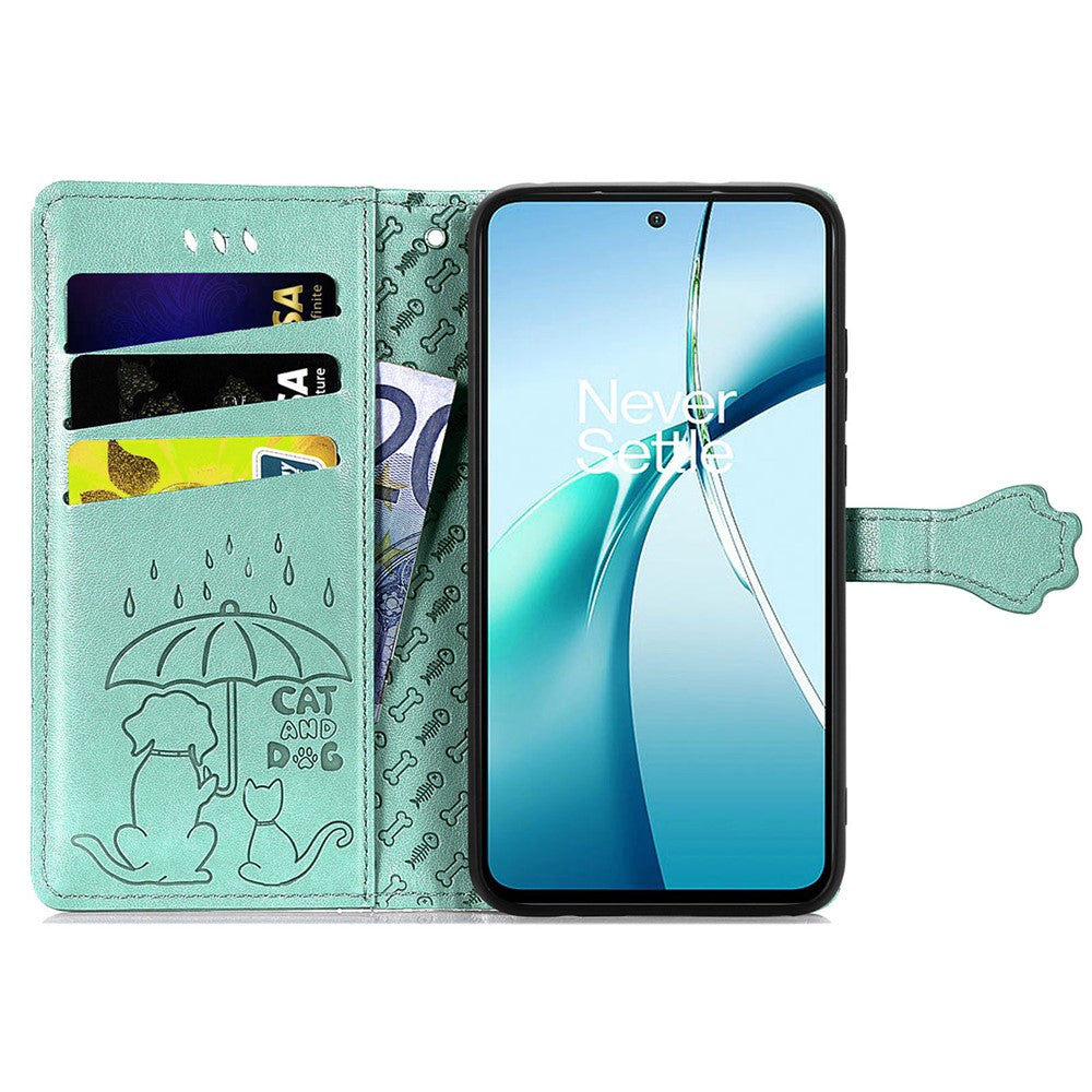 For Xiaomi Poco M8 Pro 5G / Redmi Note 15 Pro+ 5G (Global) Case Flip Wallet Leather Phone Cover with Cute Cat Dog Pattern - Green