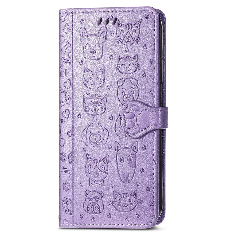 For Xiaomi Poco M8 Pro 5G / Redmi Note 15 Pro+ 5G (Global) Case Flip Wallet Leather Phone Cover with Cute Cat Dog Pattern - Light Purple