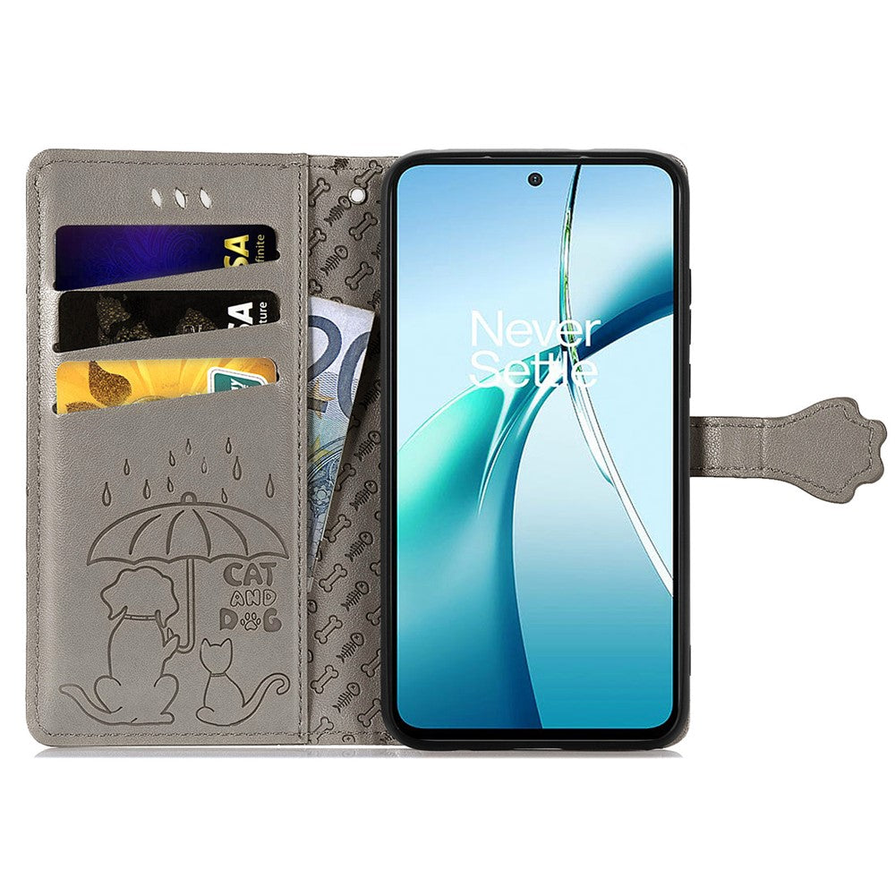 For Xiaomi Poco M8 Pro 5G / Redmi Note 15 Pro+ 5G (Global) Case Flip Wallet Leather Phone Cover with Cute Cat Dog Pattern - Grey