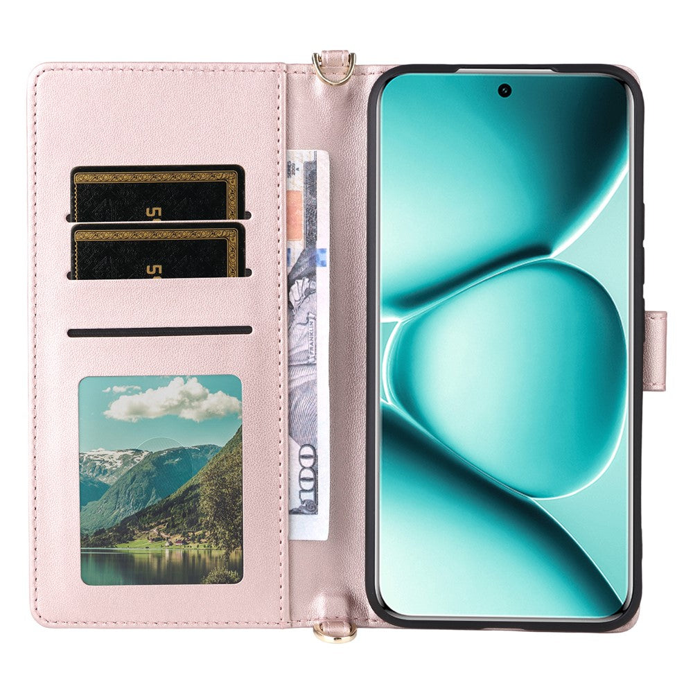 For Xiaomi Redmi Note 15 Pro 5G (Global) Case with Shoulder / Wrist Strap Leather Phone Cover Stand Wallet - Pink