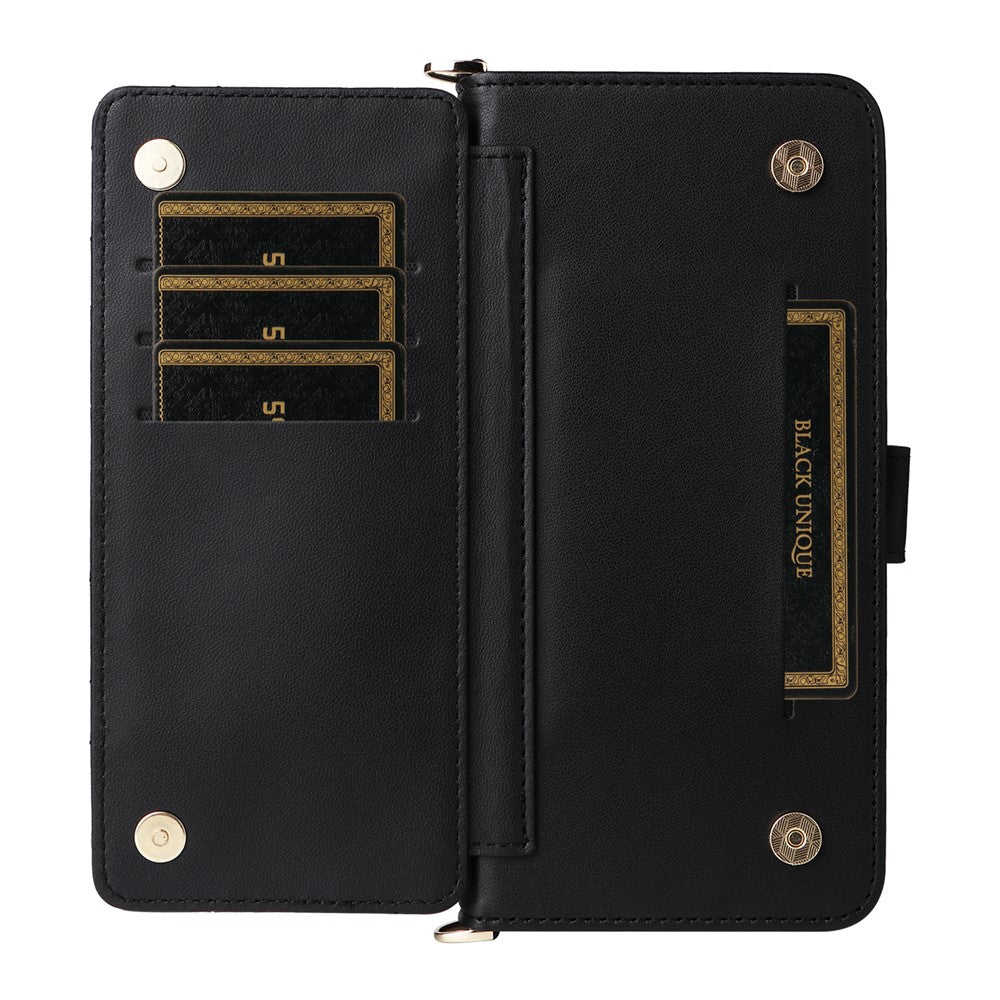 For Xiaomi Redmi Note 15 Pro 5G (Global) Case with Shoulder / Wrist Strap Leather Phone Cover Stand Wallet - Black