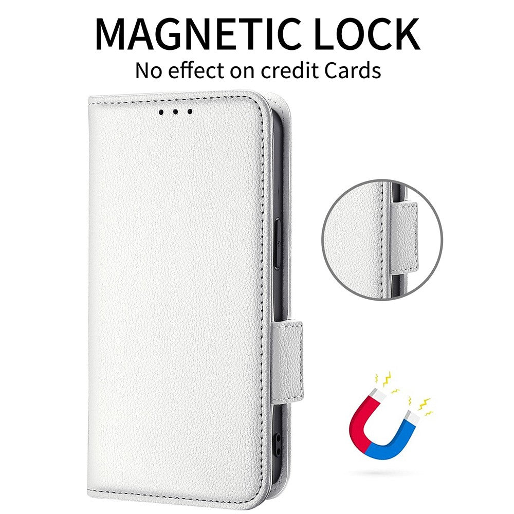 For Xiaomi Redmi Note 15 Pro 5G (Global) Case Litchi Texture Wallet Leather Phone Cover with Wrist Strap - White
