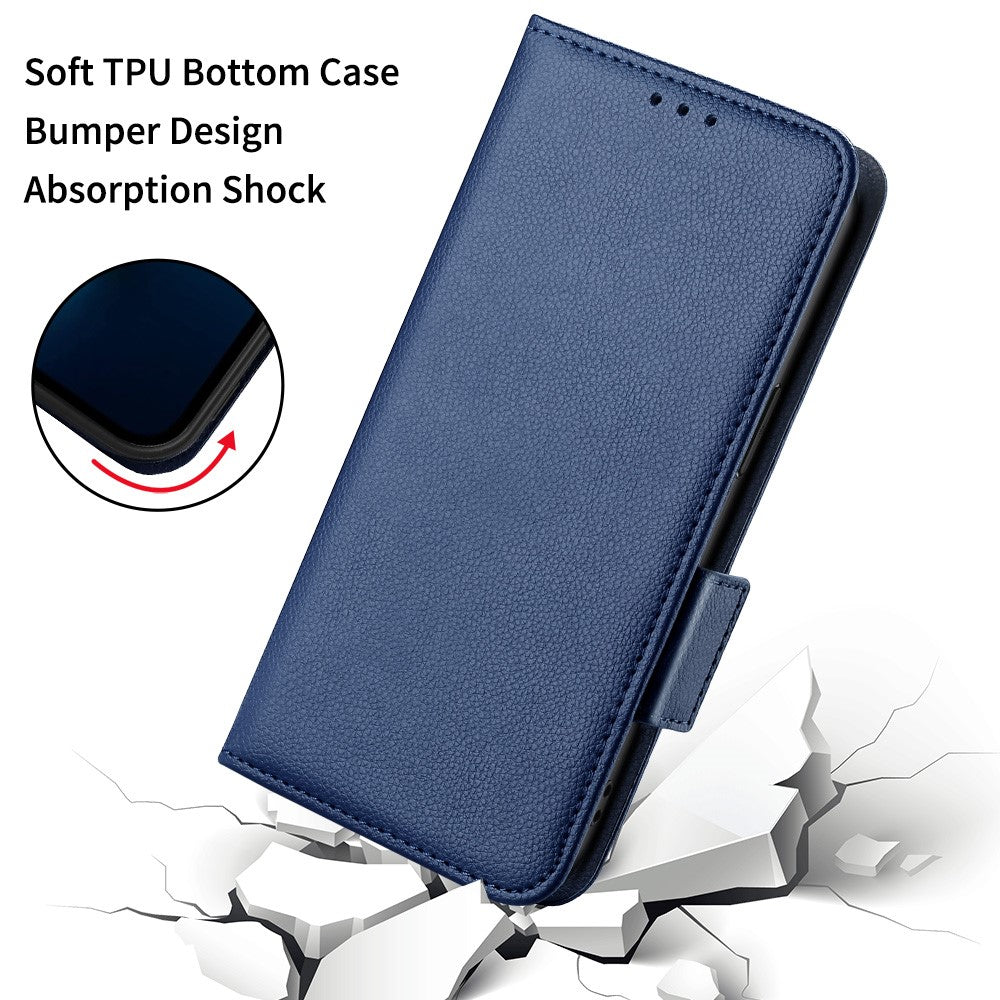 For Xiaomi Redmi Note 15 Pro 5G (Global) Case Litchi Texture Wallet Leather Phone Cover with Wrist Strap - Dark Blue
