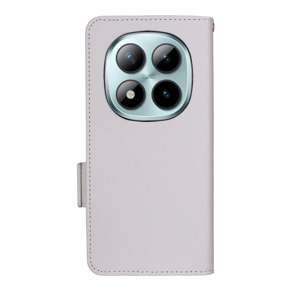 For Xiaomi Poco M8 Pro 5G / Redmi Note 15 Pro+ 5G (Global) Case Litchi Texture Wallet Leather Phone Cover with Wrist Strap - White