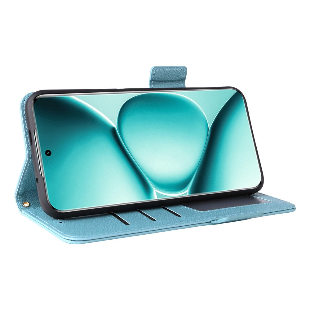 For Xiaomi Poco M8 Pro 5G / Redmi Note 15 Pro+ 5G (Global) Case Litchi Texture Wallet Leather Phone Cover with Wrist Strap - Baby Blue