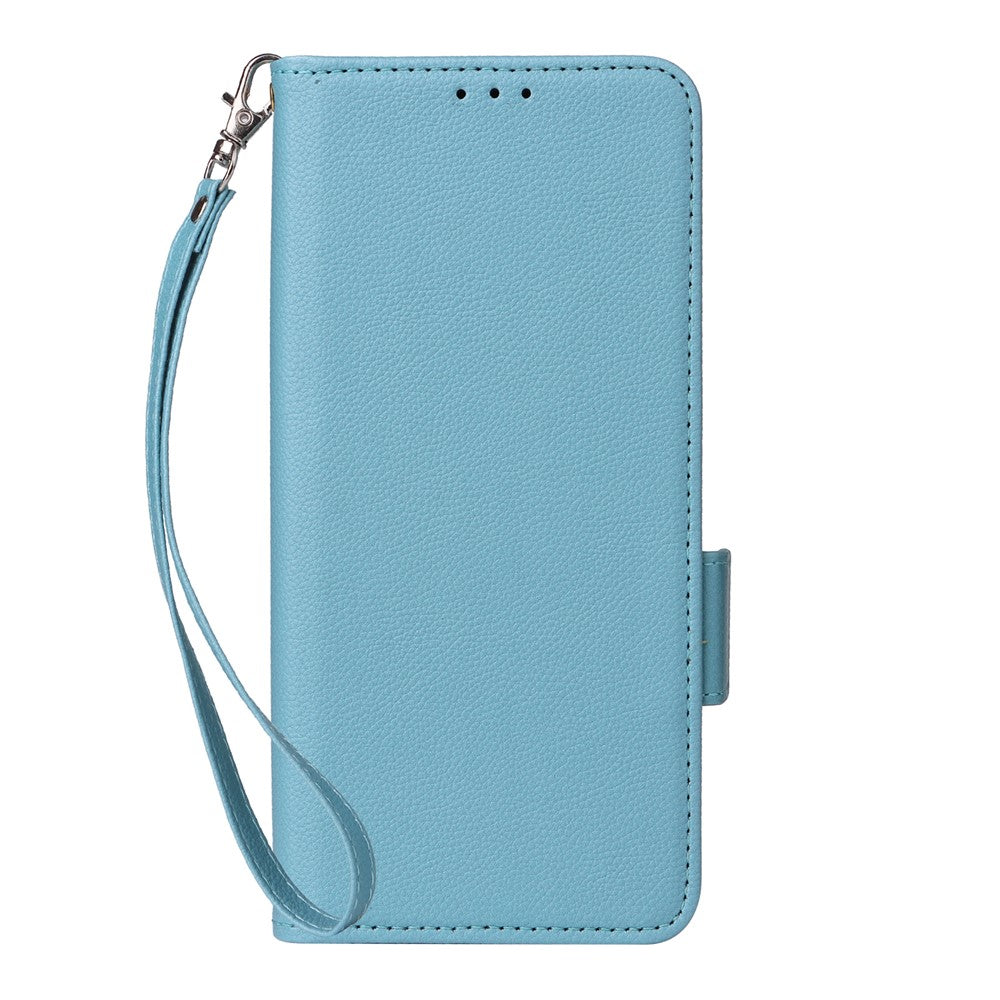 For Xiaomi Poco M8 Pro 5G / Redmi Note 15 Pro+ 5G (Global) Case Litchi Texture Wallet Leather Phone Cover with Wrist Strap - Baby Blue