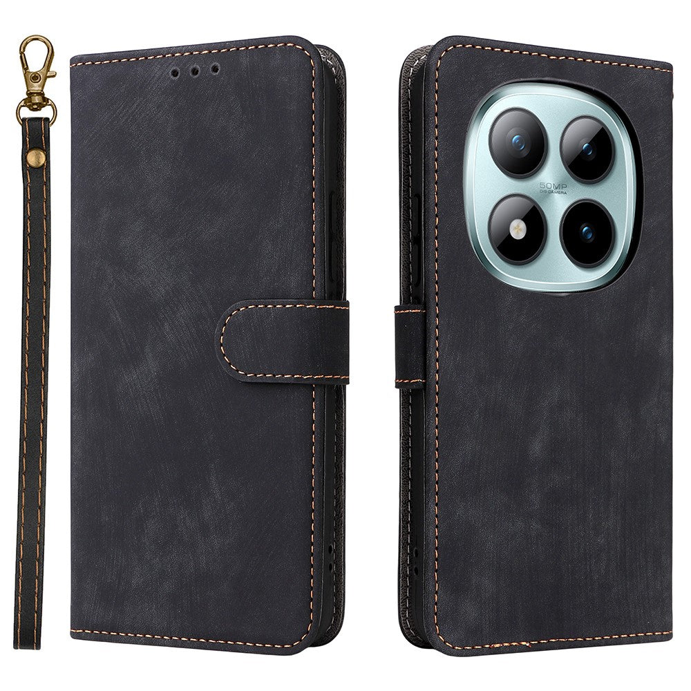 For Xiaomi Redmi Note 15 Pro 5G (Global) Case Wallet RFID Blocking PU Leather Phone Cover Stand with Strap - Black