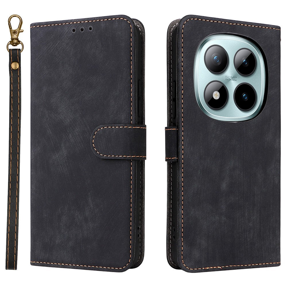 For Xiaomi Poco M8 Pro 5G / Redmi Note 15 Pro+ 5G (Global) Case Wallet RFID Blocking PU Leather Phone Cover Stand with Strap - Black