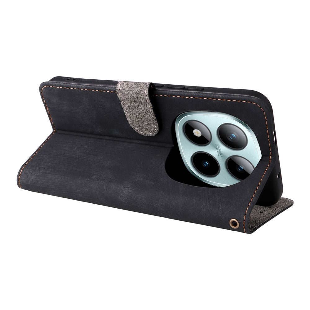 For Xiaomi Poco M8 Pro 5G / Redmi Note 15 Pro+ 5G (Global) Case Wallet RFID Blocking PU Leather Phone Cover Stand with Strap - Black