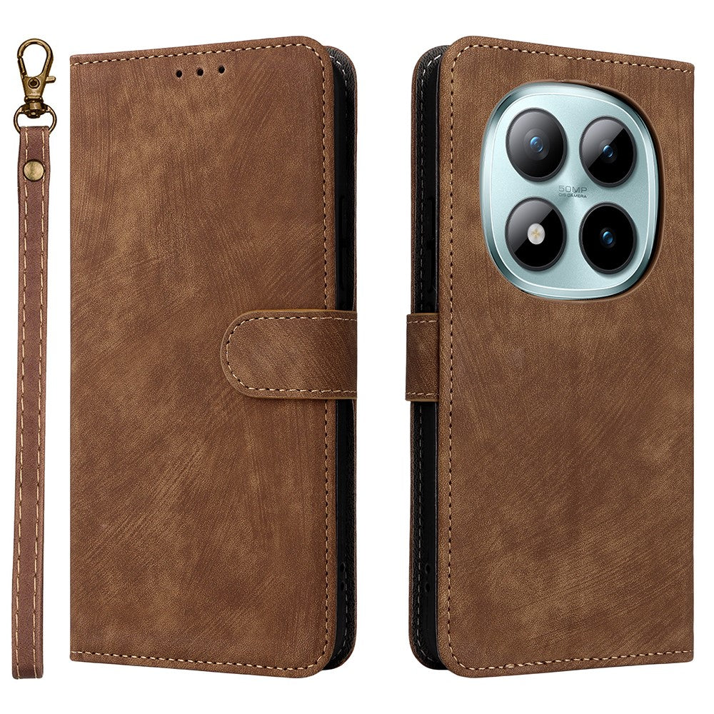 For Xiaomi Poco M8 Pro 5G / Redmi Note 15 Pro+ 5G (Global) Case Wallet RFID Blocking PU Leather Phone Cover Stand with Strap - Brown