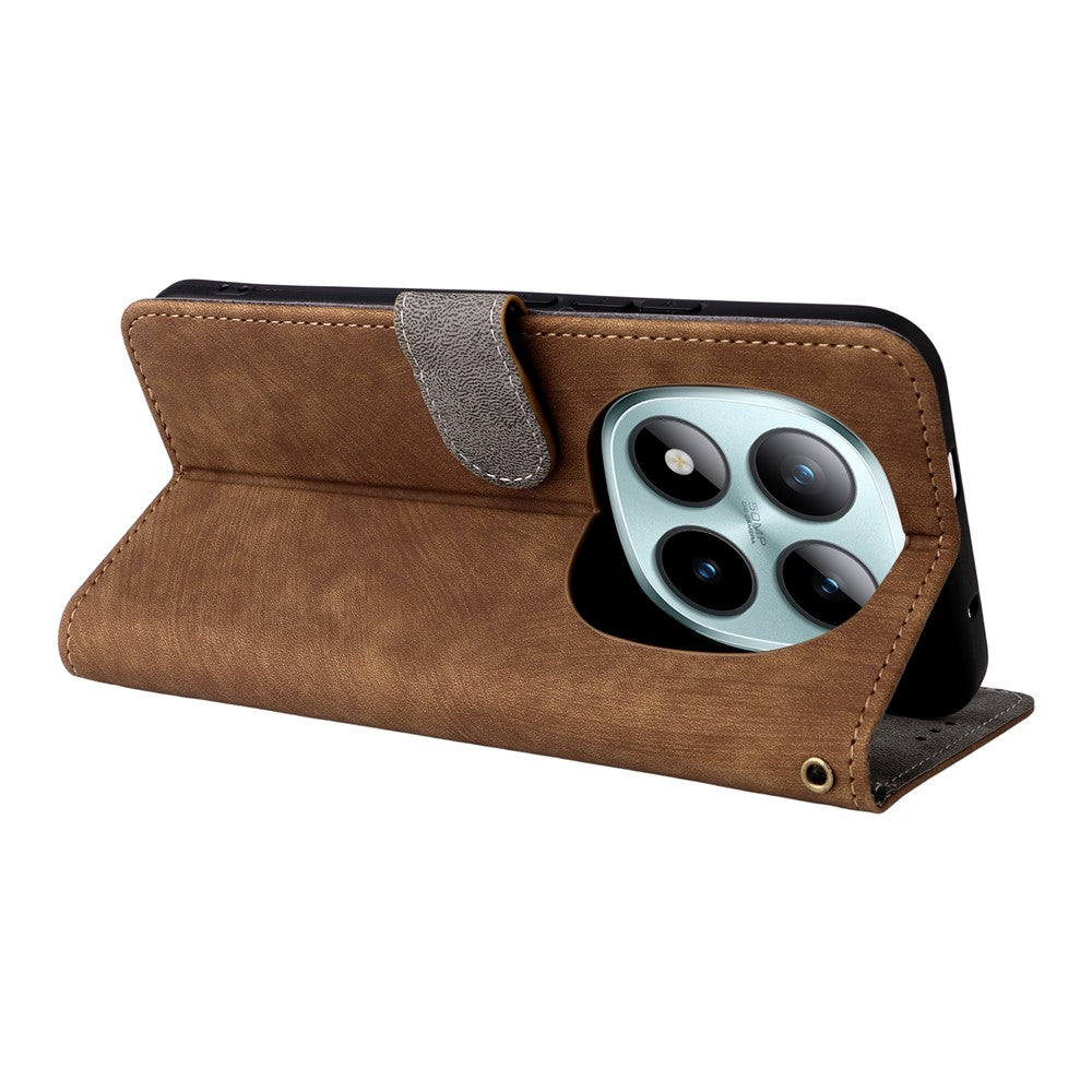 For Xiaomi Poco M8 Pro 5G / Redmi Note 15 Pro+ 5G (Global) Case Wallet RFID Blocking PU Leather Phone Cover Stand with Strap - Brown