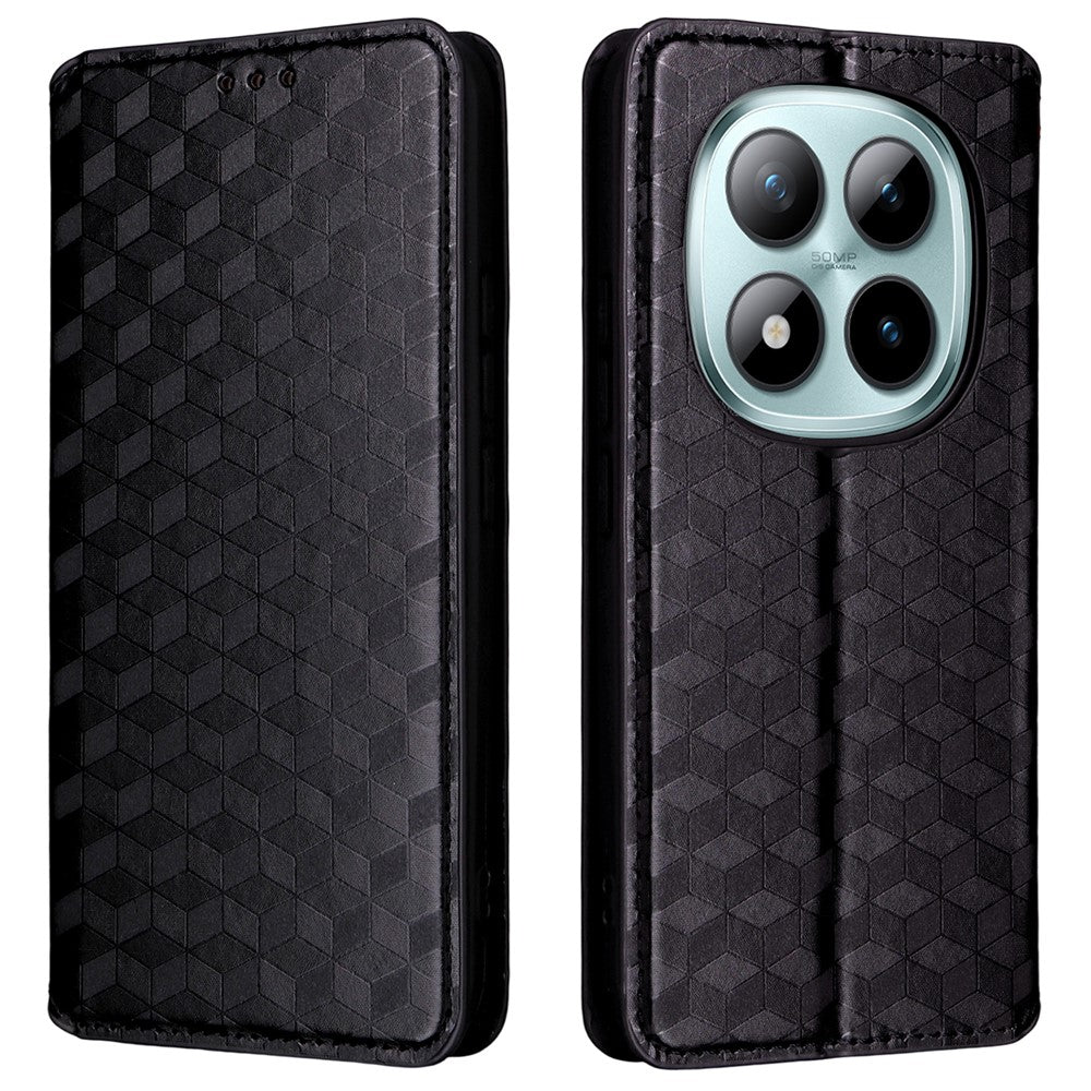 For Xiaomi Redmi Note 15 Pro 5G (Global) Case Wallet Rhombus Imprinted Leather Phone Cover - Black