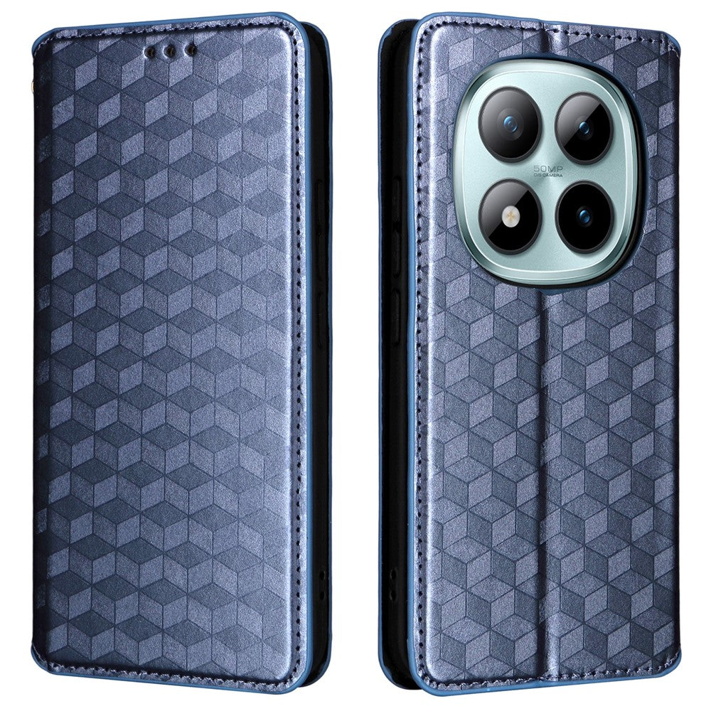 For Xiaomi Redmi Note 15 Pro 5G (Global) Case Wallet Rhombus Imprinted Leather Phone Cover - Blue