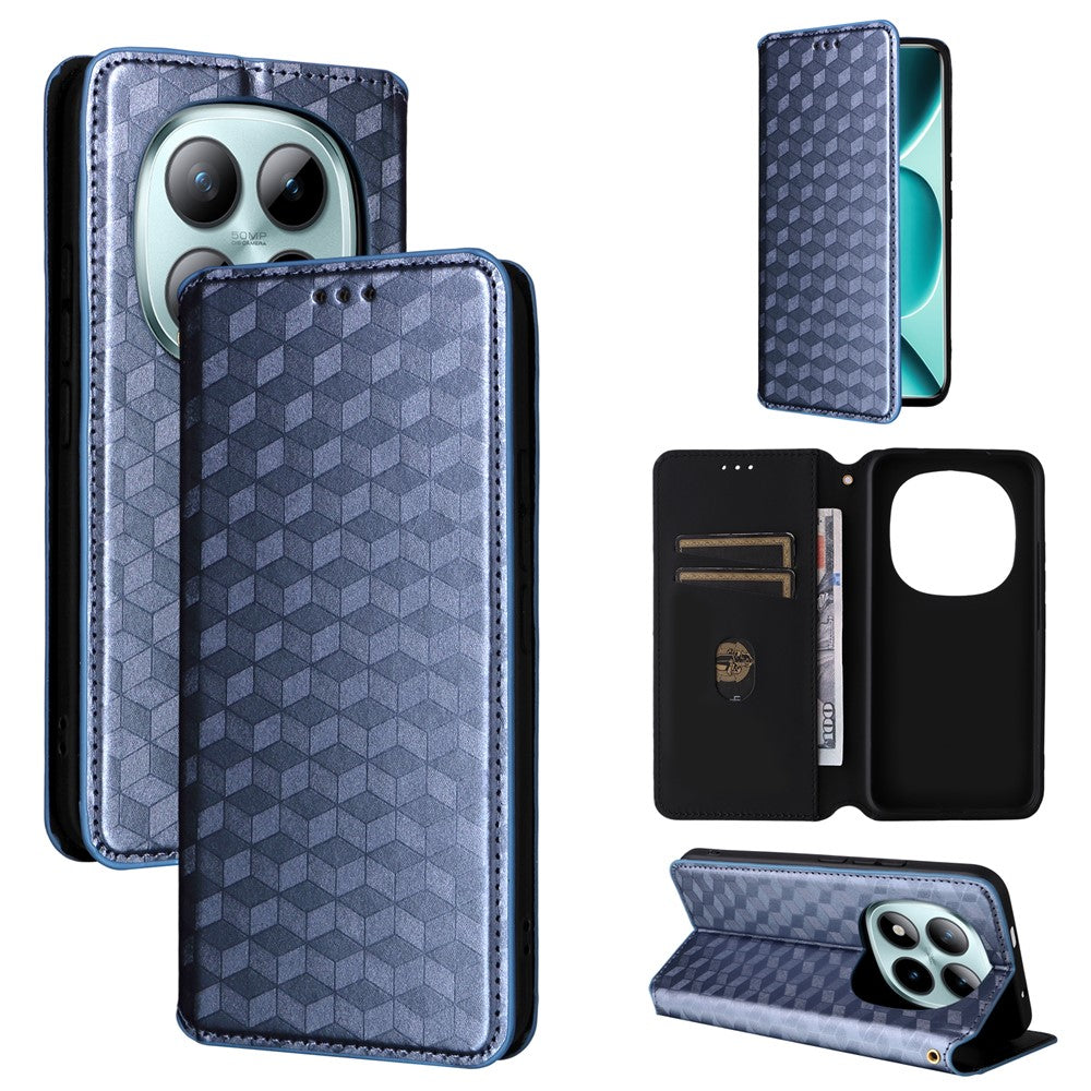 For Xiaomi Redmi Note 15 Pro 5G (Global) Case Wallet Rhombus Imprinted Leather Phone Cover - Blue