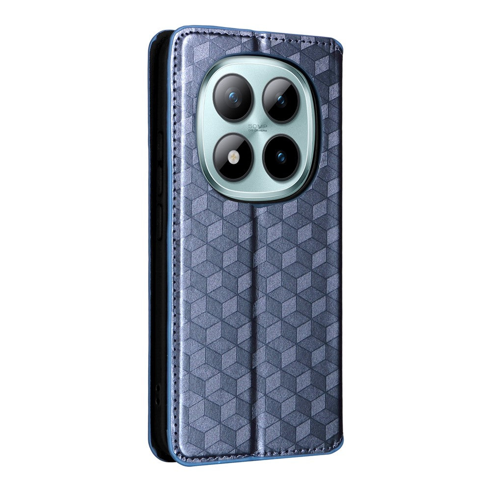 For Xiaomi Poco M8 Pro 5G / Redmi Note 15 Pro+ 5G (Global) Case Wallet Rhombus Imprinted Leather Phone Cover - Blue