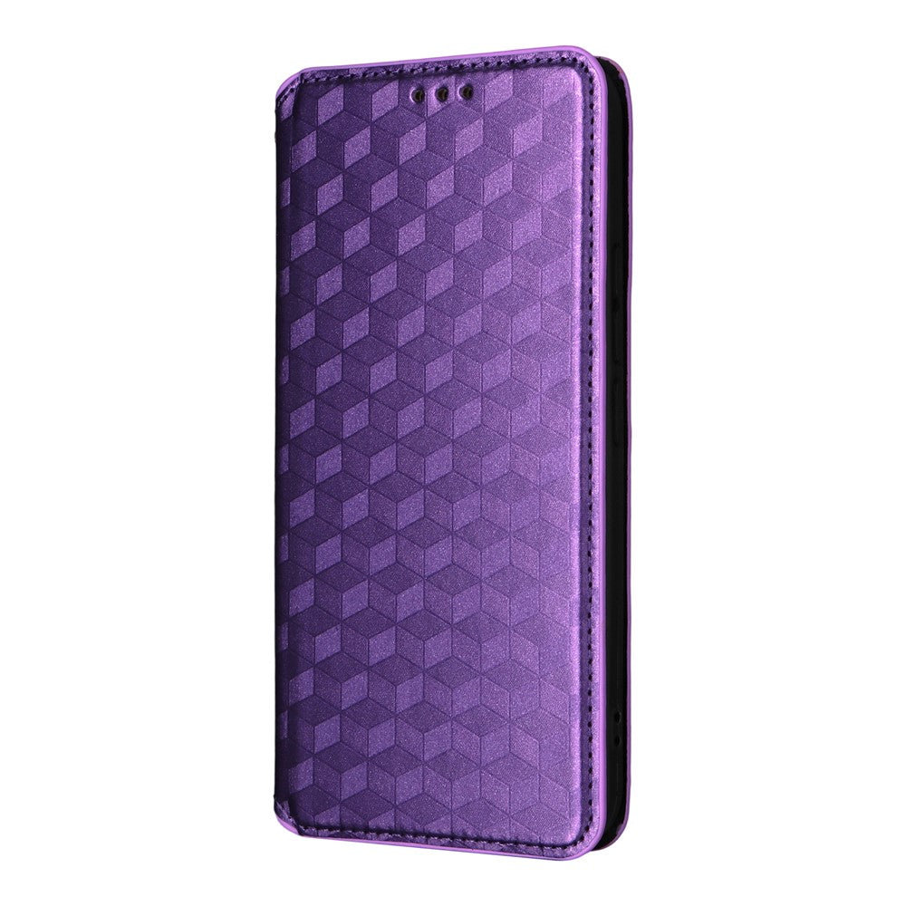 For Xiaomi Poco M8 Pro 5G / Redmi Note 15 Pro+ 5G (Global) Case Wallet Rhombus Imprinted Leather Phone Cover - Purple