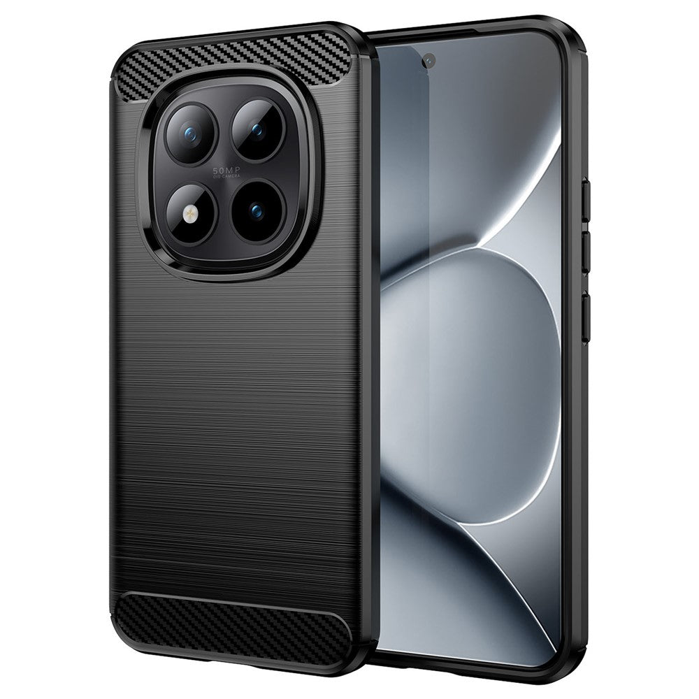 For Xiaomi Poco M8 Pro 5G / Redmi Note 15 Pro+ 5G (Global) Case Protective Phone Cover Carbon Fiber Texture Brushed - Black