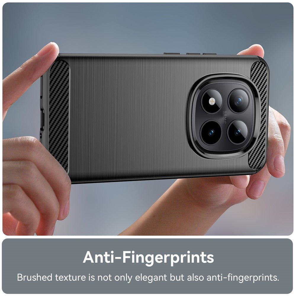For Xiaomi Poco M8 Pro 5G / Redmi Note 15 Pro+ 5G (Global) Case Protective Phone Cover Carbon Fiber Texture Brushed - Black