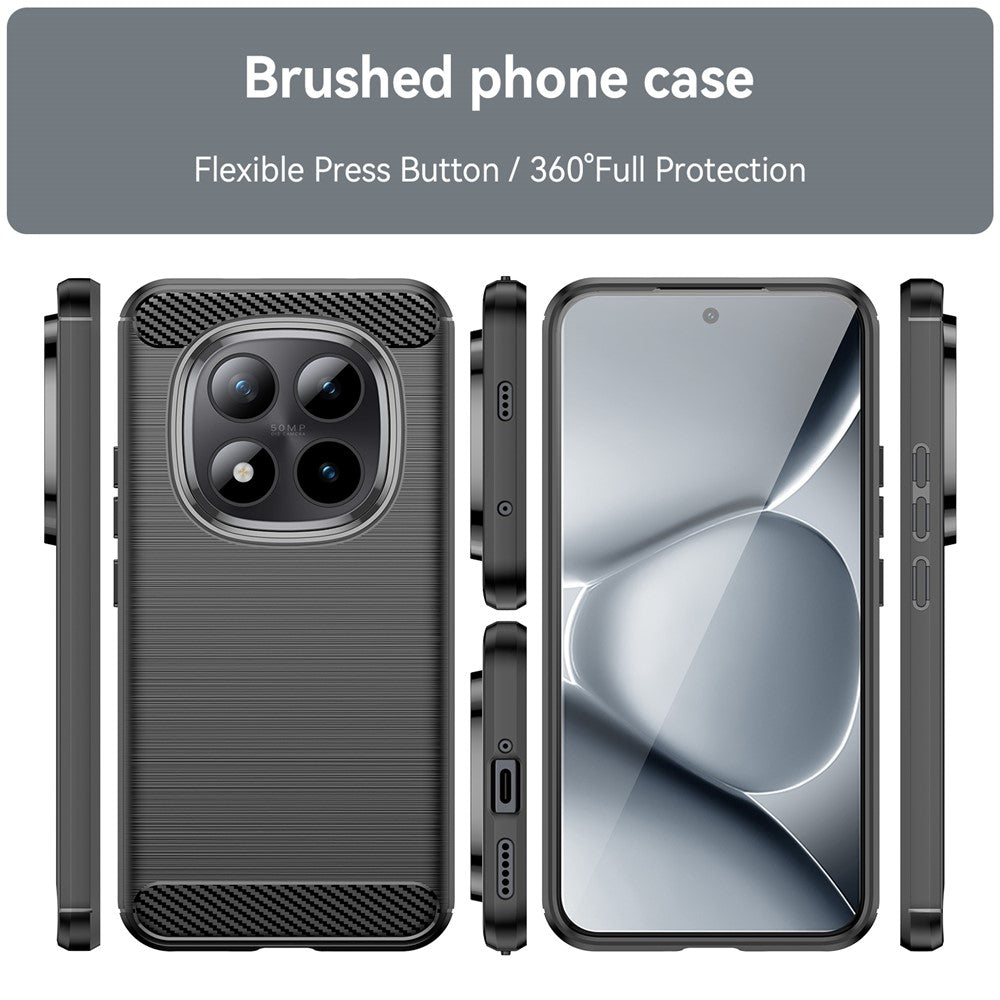 For Xiaomi Poco M8 Pro 5G / Redmi Note 15 Pro+ 5G (Global) Case Protective Phone Cover Carbon Fiber Texture Brushed - Black
