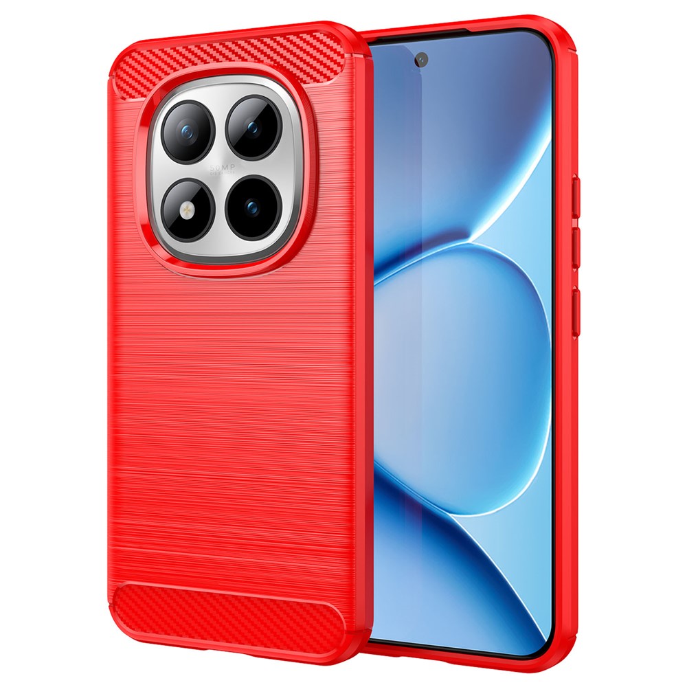 For Xiaomi Poco M8 Pro 5G / Redmi Note 15 Pro+ 5G (Global) Case Protective Phone Cover Carbon Fiber Texture Brushed - Red