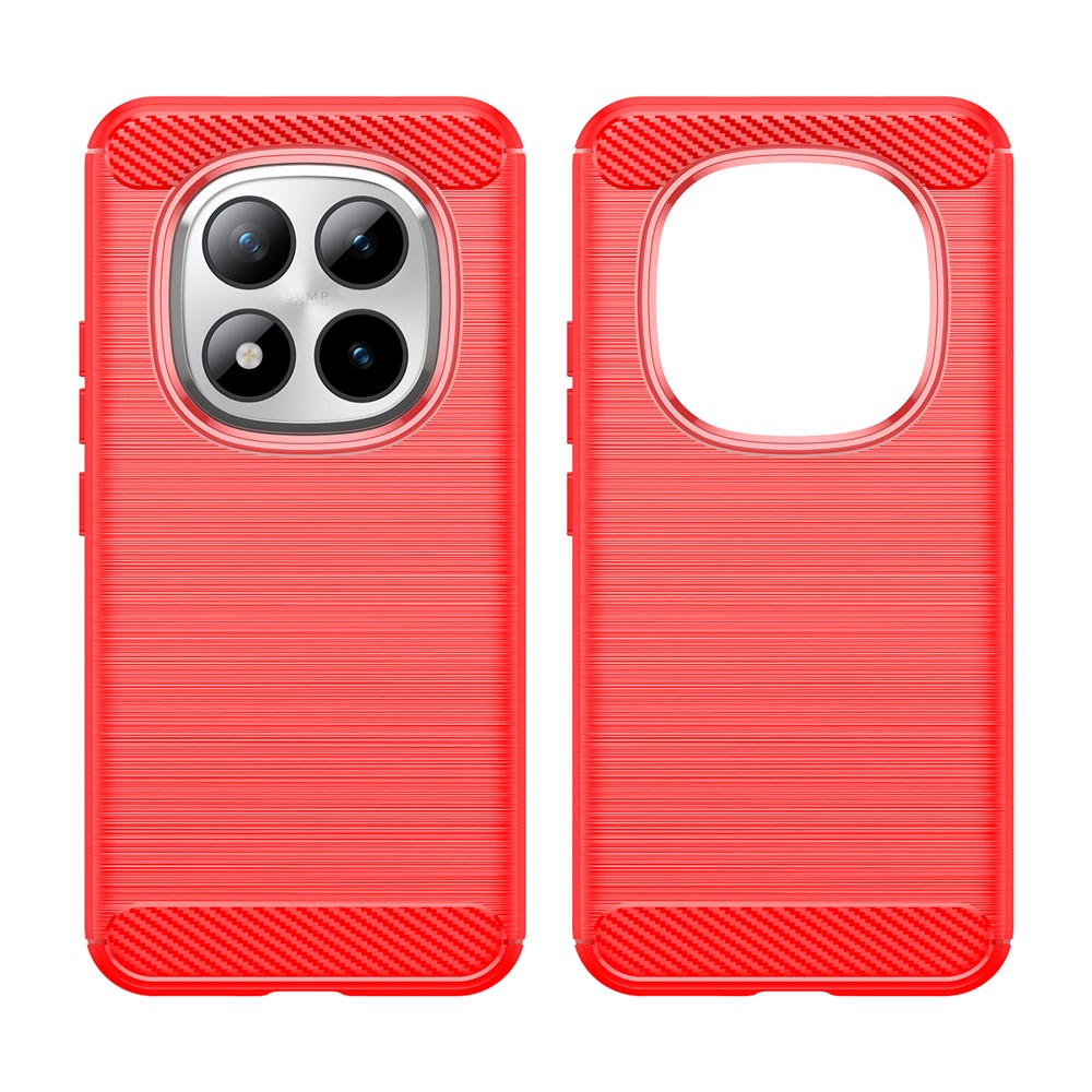 For Xiaomi Poco M8 Pro 5G / Redmi Note 15 Pro+ 5G (Global) Case Protective Phone Cover Carbon Fiber Texture Brushed - Red