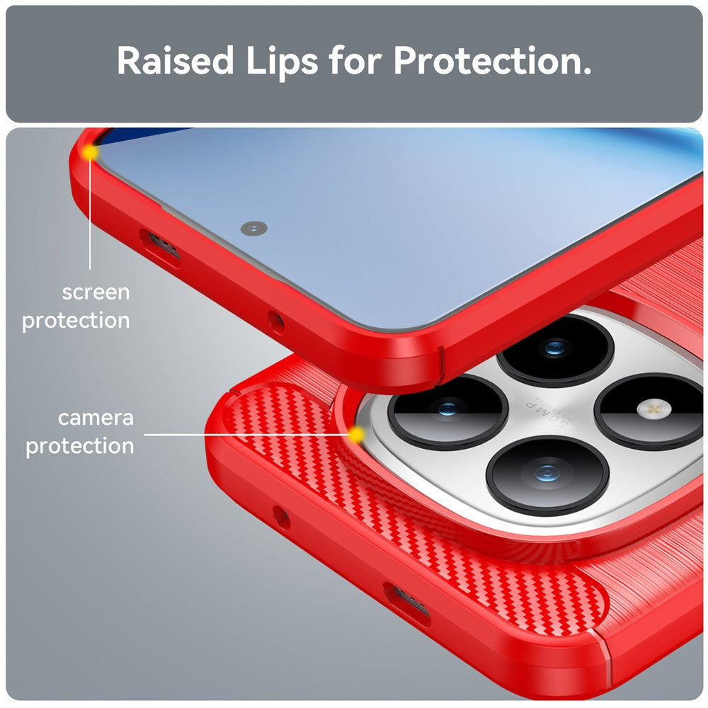 For Xiaomi Poco M8 Pro 5G / Redmi Note 15 Pro+ 5G (Global) Case Protective Phone Cover Carbon Fiber Texture Brushed - Red