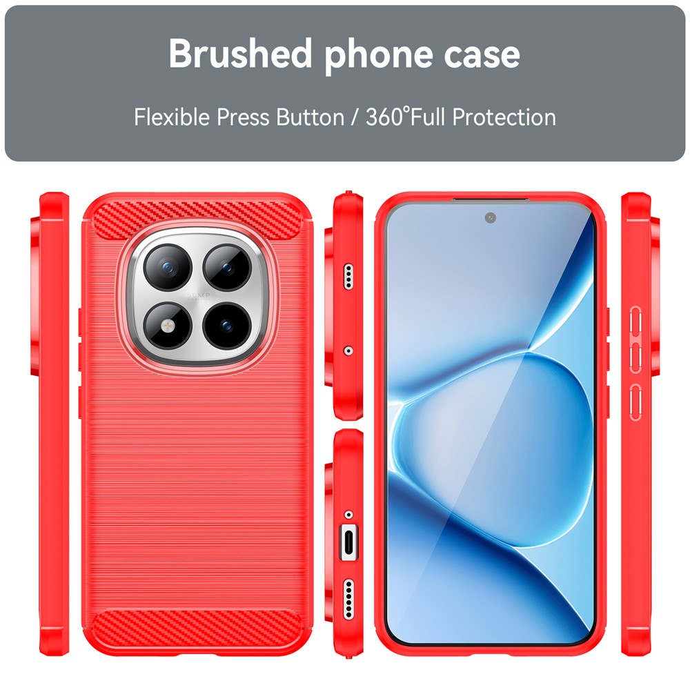 For Xiaomi Poco M8 Pro 5G / Redmi Note 15 Pro+ 5G (Global) Case Protective Phone Cover Carbon Fiber Texture Brushed - Red