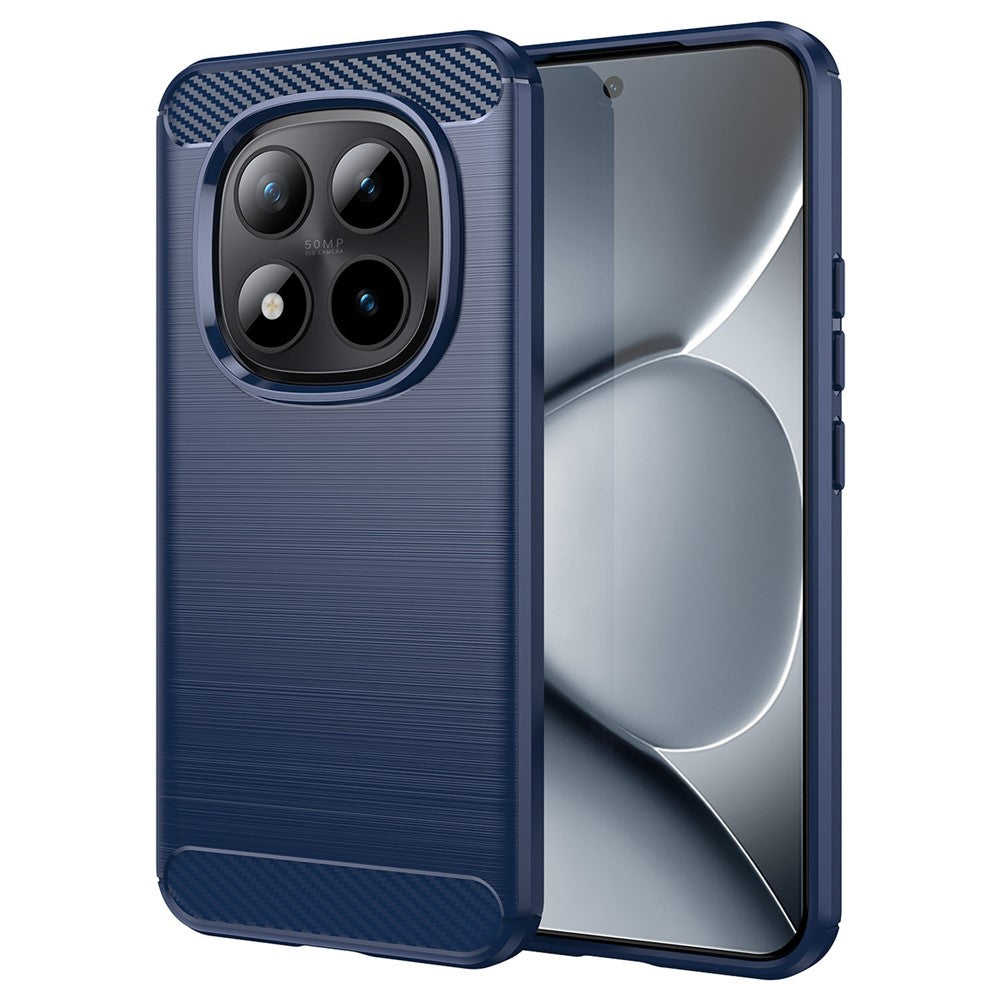 For Xiaomi Poco M8 Pro 5G / Redmi Note 15 Pro+ 5G (Global) Case Protective Phone Cover Carbon Fiber Texture Brushed - Blue