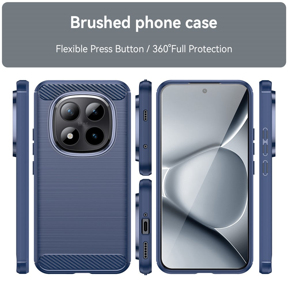 For Xiaomi Poco M8 Pro 5G / Redmi Note 15 Pro+ 5G (Global) Case Protective Phone Cover Carbon Fiber Texture Brushed - Blue