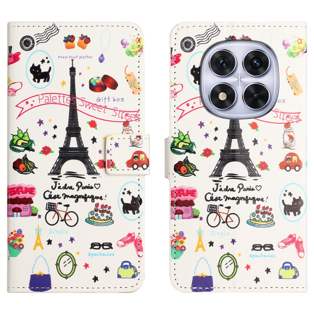For Xiaomi Redmi Note 15 Pro 5G (Global) Case Pattern Print PU Leather Wallet Phone Cover - Eiffel Tower