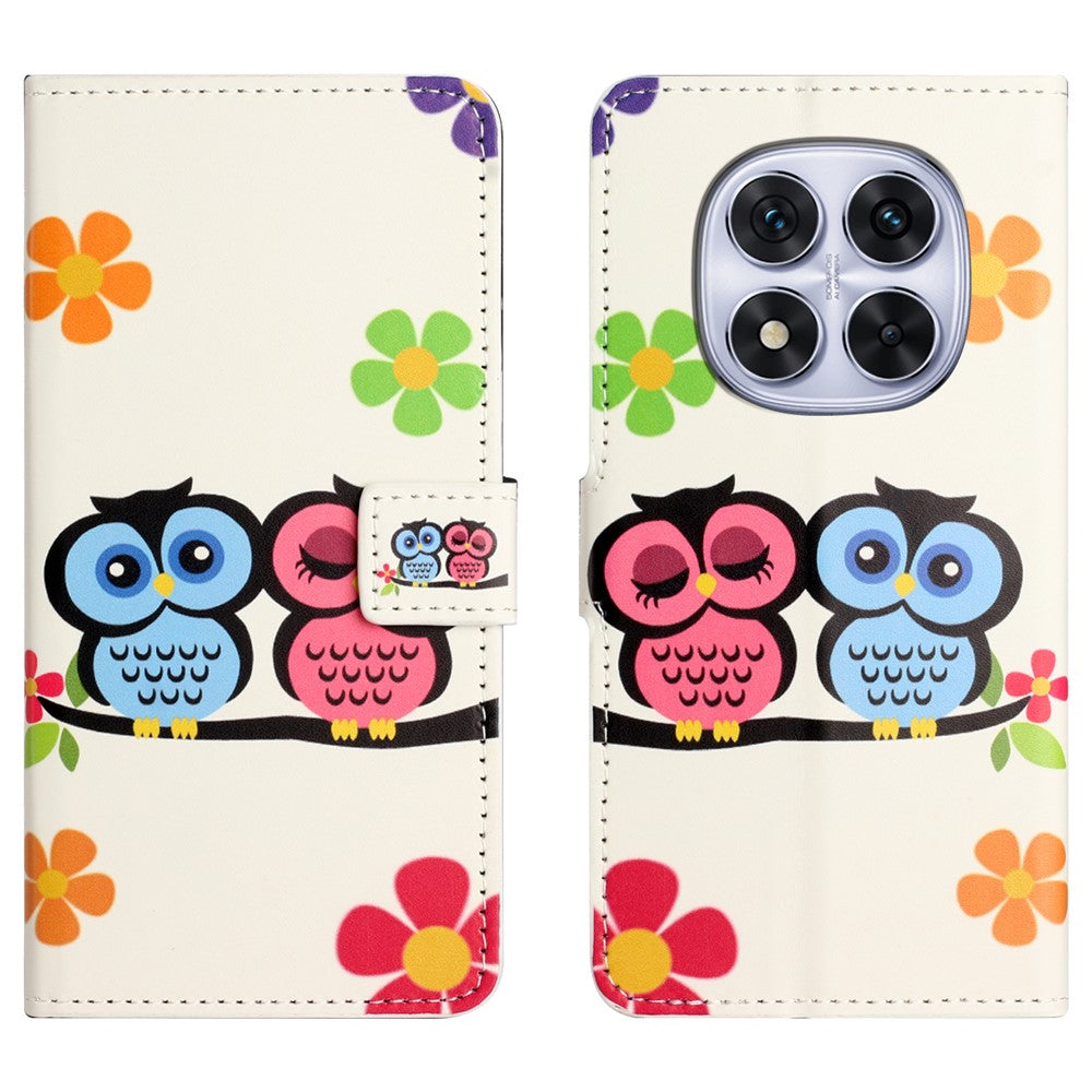 For Xiaomi Redmi Note 15 Pro 5G (Global) Case Pattern Print PU Leather Wallet Phone Cover - Couple Owls