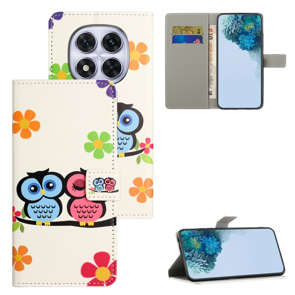 For Xiaomi Redmi Note 15 Pro 5G (Global) Case Pattern Print PU Leather Wallet Phone Cover - Couple Owls