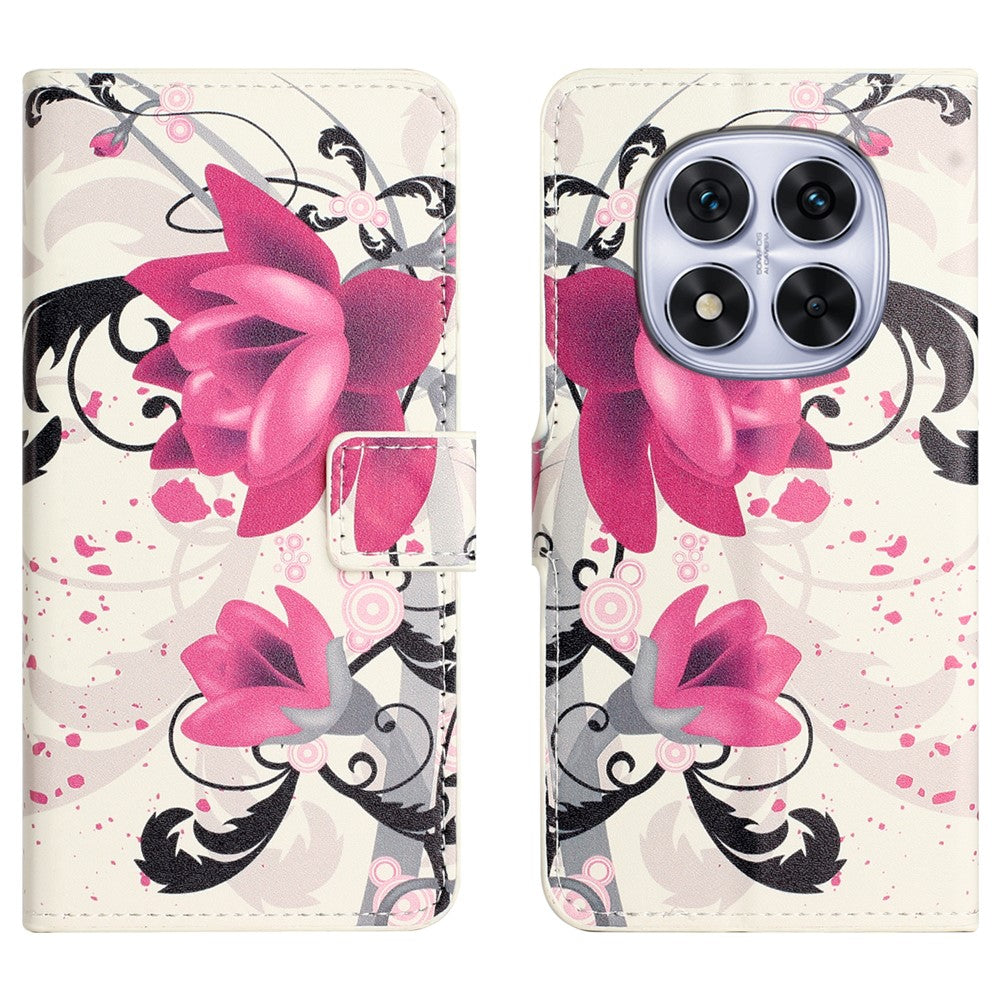 For Xiaomi Redmi Note 15 Pro 5G (Global) Case Pattern Print PU Leather Wallet Phone Cover - Lotus
