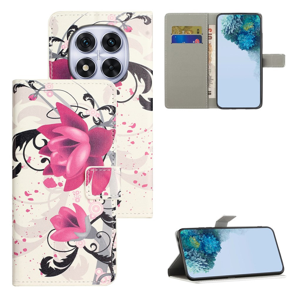 For Xiaomi Redmi Note 15 Pro 5G (Global) Case Pattern Print PU Leather Wallet Phone Cover - Lotus