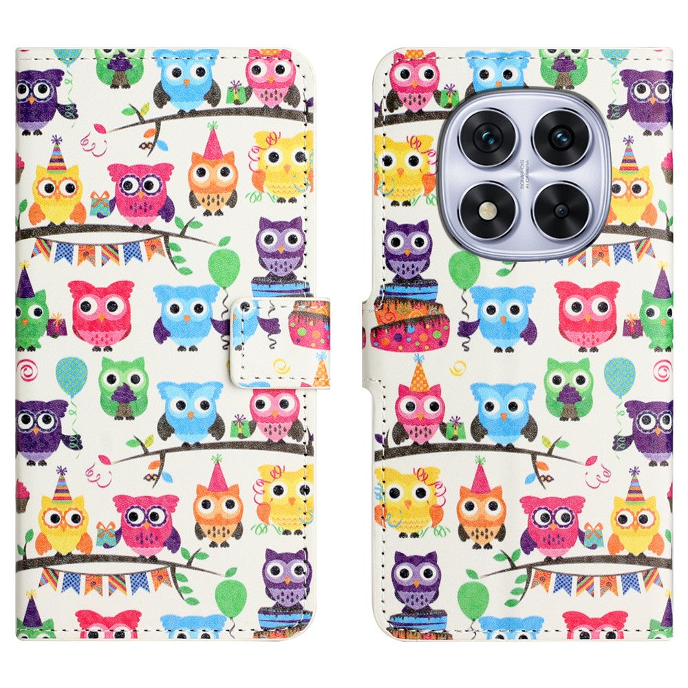 For Xiaomi Redmi Note 15 Pro 5G (Global) Case Pattern Print PU Leather Wallet Phone Cover - Owls Sticker