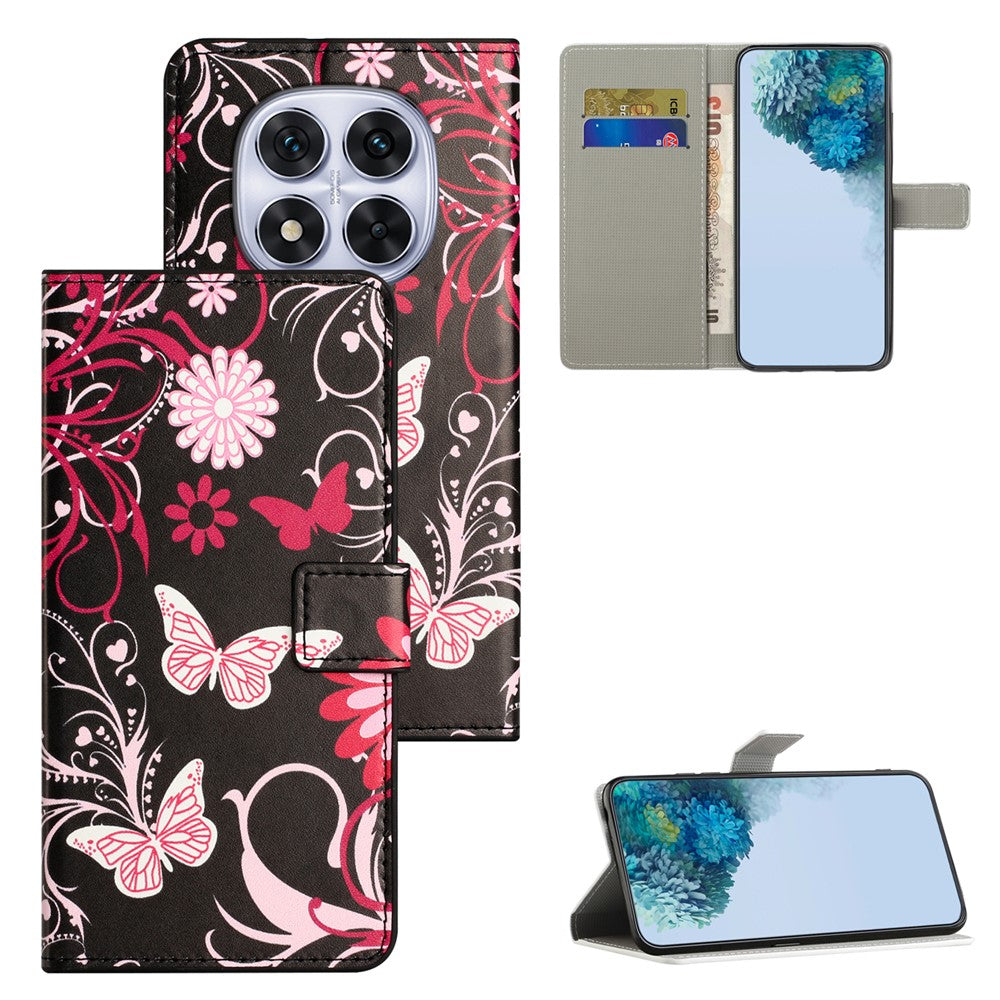 For Xiaomi Redmi Note 15 Pro 5G (Global) Case Pattern Print PU Leather Wallet Phone Cover - Black Butterfly