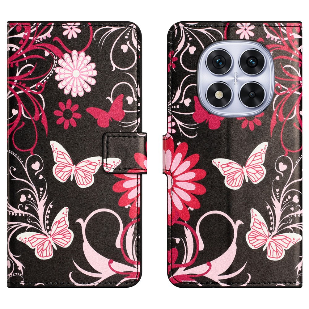 For Xiaomi Poco M8 Pro 5G / Redmi Note 15 Pro+ 5G (Global) Case Pattern Print PU Leather Wallet Phone Cover - Black Butterfly