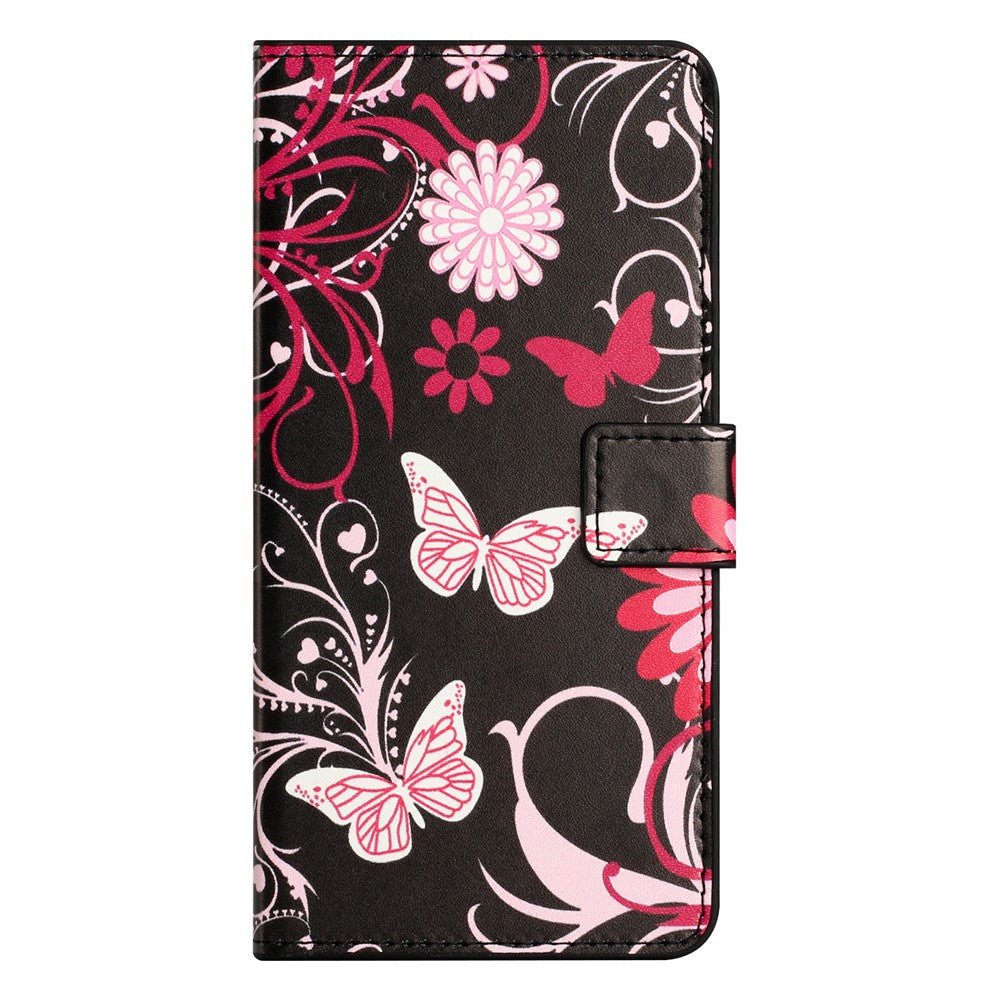 For Xiaomi Poco M8 Pro 5G / Redmi Note 15 Pro+ 5G (Global) Case Pattern Print PU Leather Wallet Phone Cover - Black Butterfly