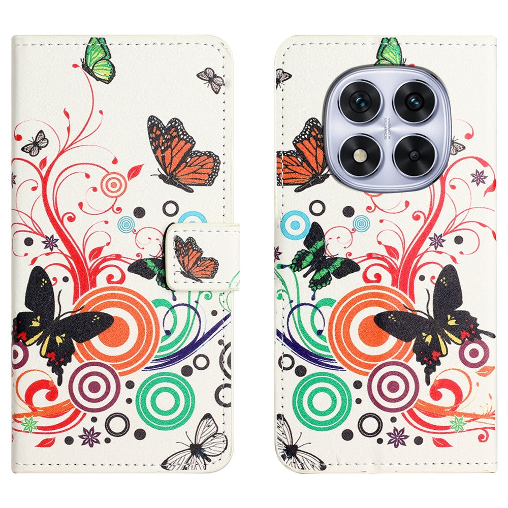 For Xiaomi Poco M8 Pro 5G / Redmi Note 15 Pro+ 5G (Global) Case Pattern Print PU Leather Wallet Phone Cover - White Butterfly