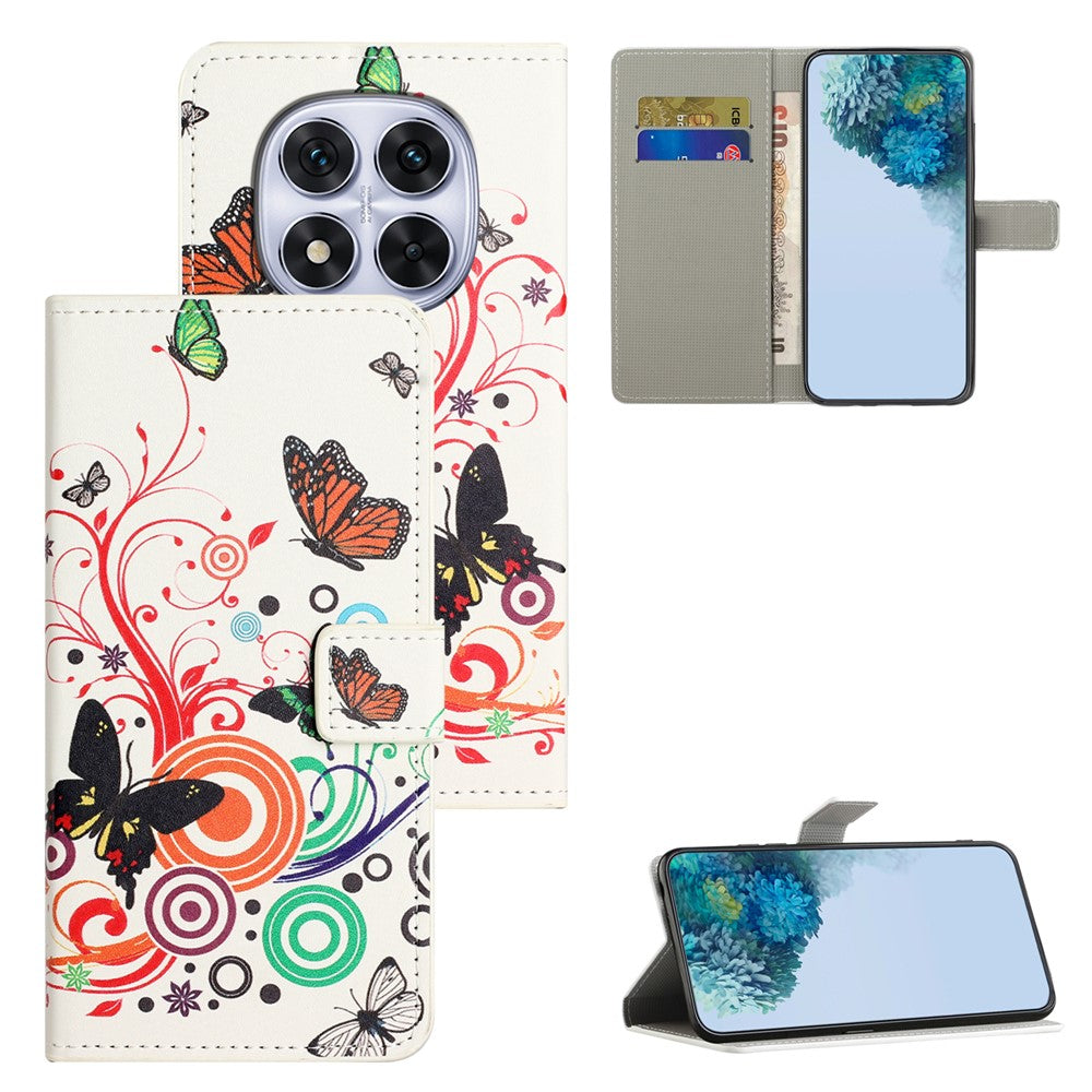 For Xiaomi Poco M8 Pro 5G / Redmi Note 15 Pro+ 5G (Global) Case Pattern Print PU Leather Wallet Phone Cover - White Butterfly