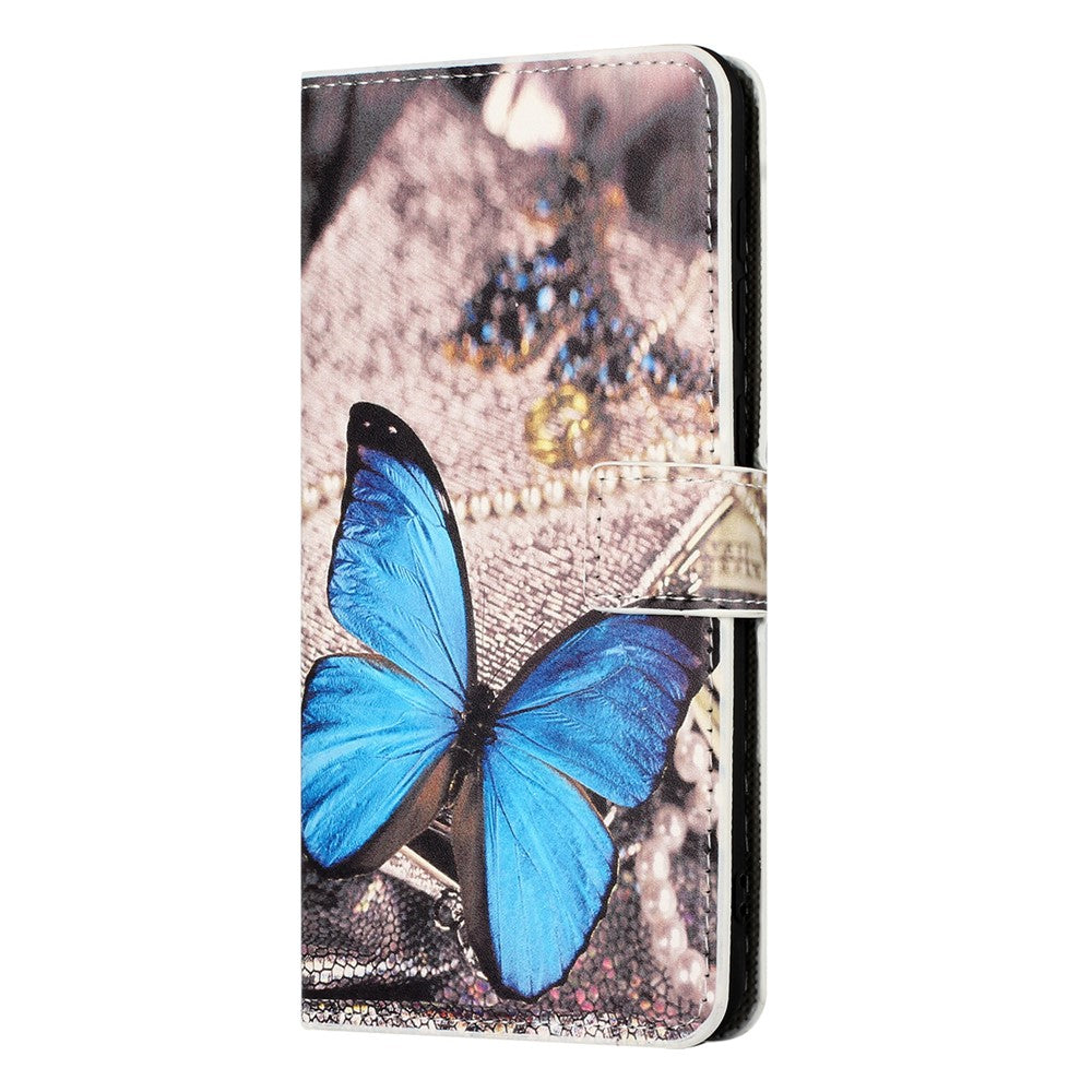 For Xiaomi Poco M8 Pro 5G / Redmi Note 15 Pro+ 5G (Global) Case Pattern Print PU Leather Wallet Phone Cover - Blue Butterfly
