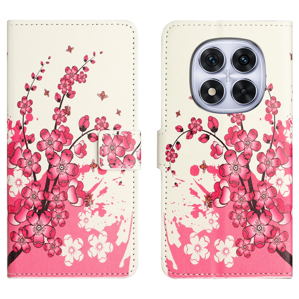 For Xiaomi Poco M8 Pro 5G / Redmi Note 15 Pro+ 5G (Global) Case Pattern Print PU Leather Wallet Phone Cover - Plum Blossom