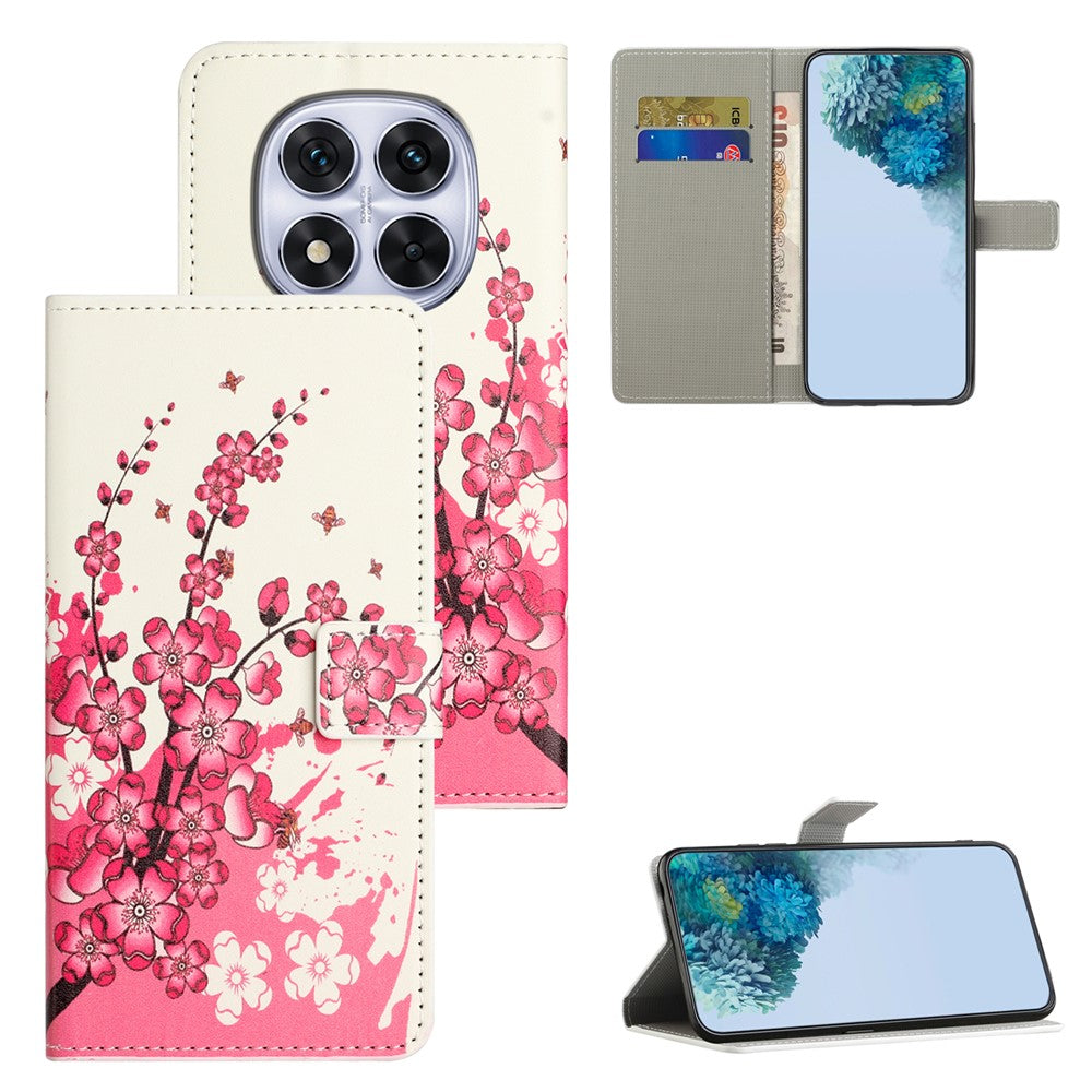For Xiaomi Poco M8 Pro 5G / Redmi Note 15 Pro+ 5G (Global) Case Pattern Print PU Leather Wallet Phone Cover - Plum Blossom