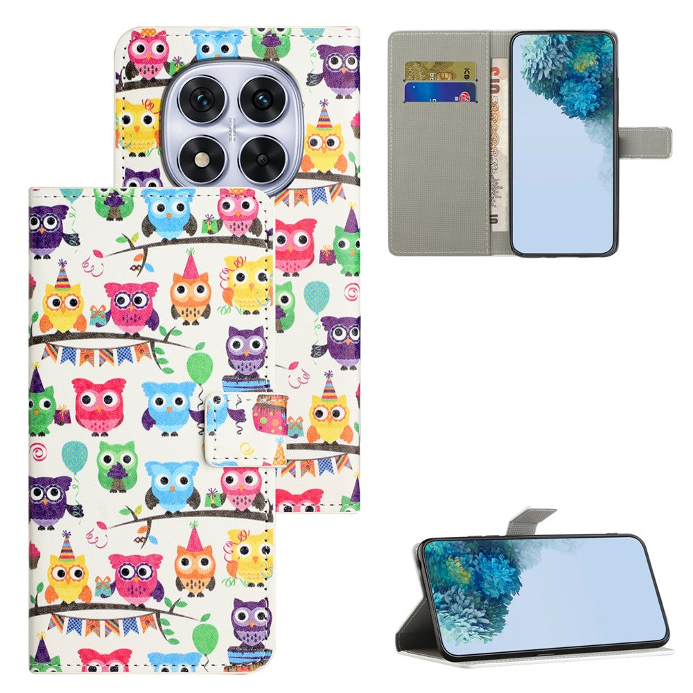 For Xiaomi Poco M8 Pro 5G / Redmi Note 15 Pro+ 5G (Global) Case Pattern Print PU Leather Wallet Phone Cover - Owls Sticker