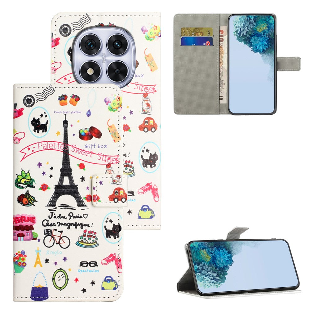 For Xiaomi Poco M8 Pro 5G / Redmi Note 15 Pro+ 5G (Global) Case Pattern Print PU Leather Wallet Phone Cover - Eiffel Tower